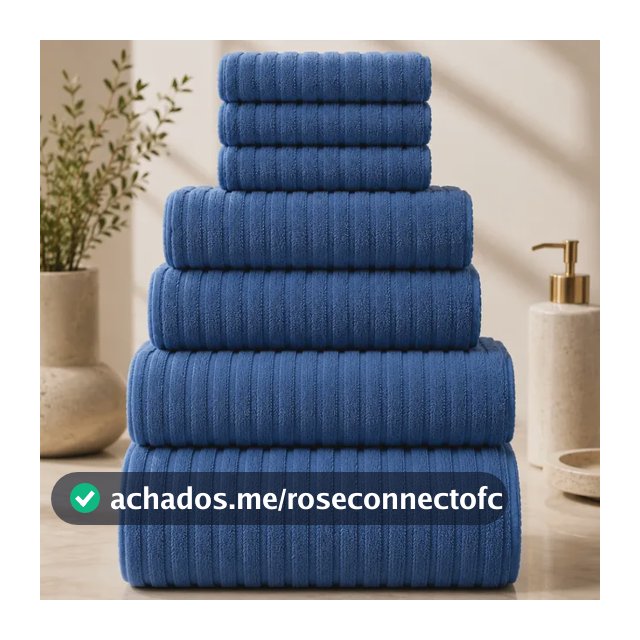 Jogo 8 Toalhas De Banho Coralina Alta Gramatura Blue Listras