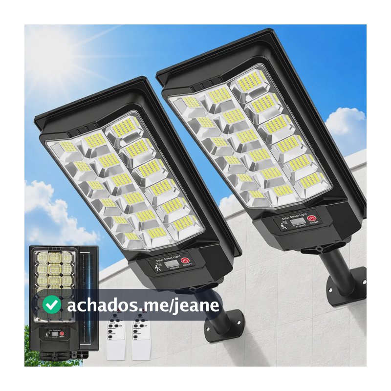 Kit 2 Luminária Solar Led 1100W com Sensor Refletor Solar Potente IP67