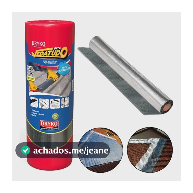 fita Asfáltica Auto Adesiva Aluminizada 45 Cm X 10 M Dryko Alumínio