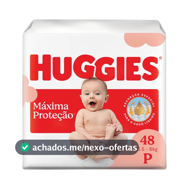 Huggies Fralda Descartável Máxima Proteção P - 48 Un