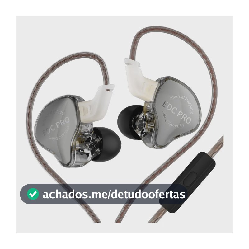 Fone De Ouvido In-ear Retorno De Palco Musical Kz Edc Pro Cinza Com Mic