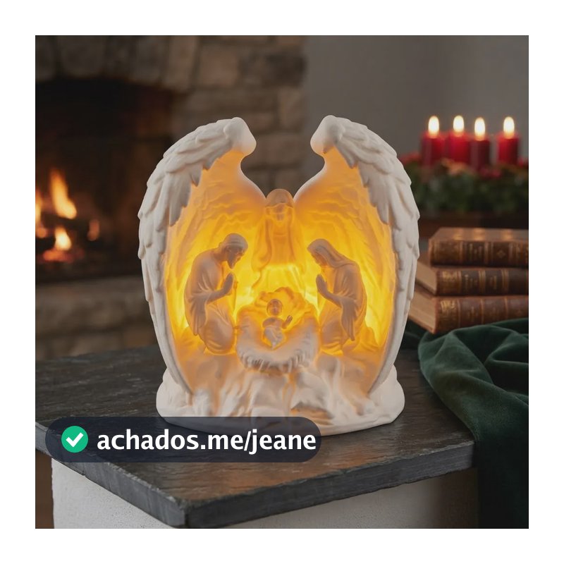 Luminaria Presepio - Sagrada Familia Asas Anjo Com Vela Led