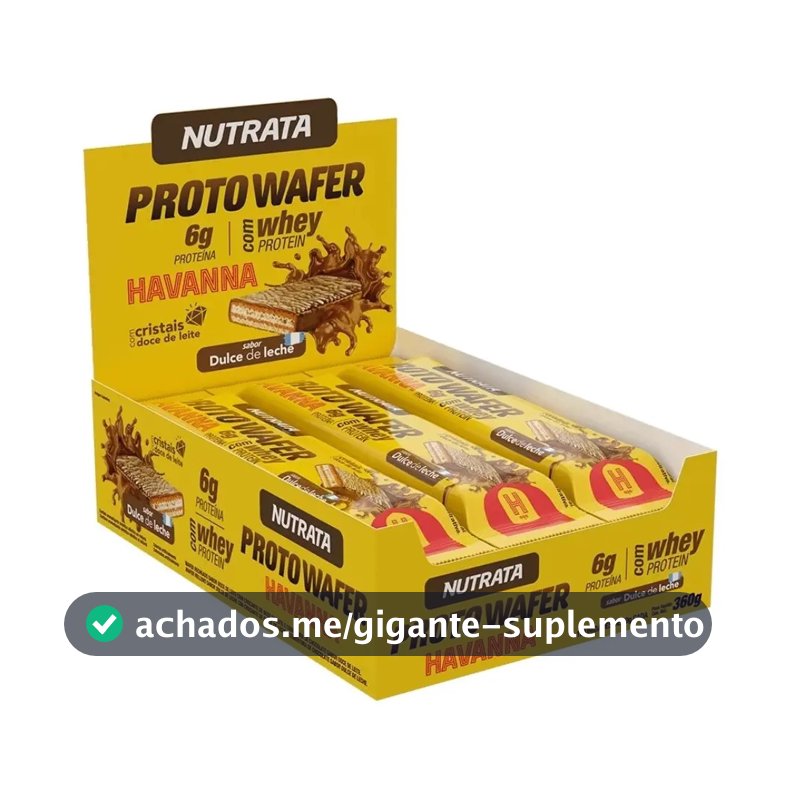 Proto Wafer Havanna 30g Display com 12 Unidades Sabor Doce de Leite Nutrata