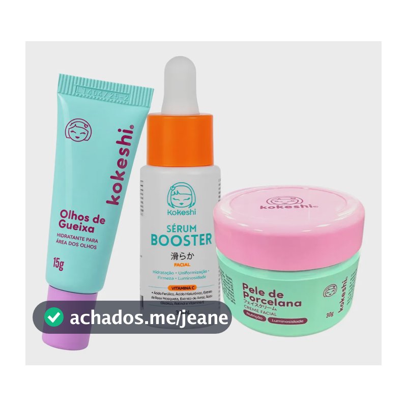 Kit Renovadores Pele De Porcelana Gueixa Sérum Vit C Kokeshi Com Óleo e farinha de arroz Ácido hialurônico Vitamina C Óleo de rosa mosqueta Chá verde e sálvia