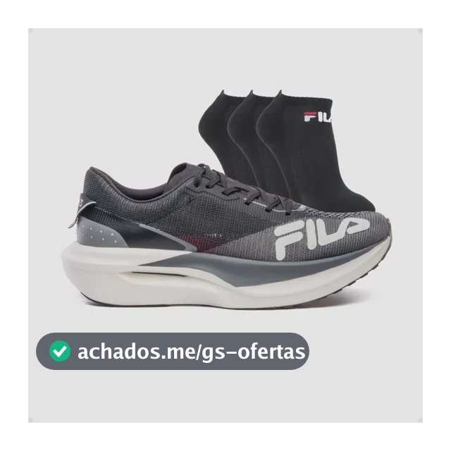 Tênis Fila Racer Carbon 3 Placa Carbono Corrida + Kit Meias Preto 37 Br