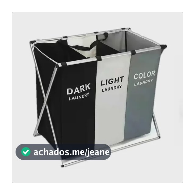 Cesto De Roupa Suja Dobrável 3 Divisórias Banheiro Multiuso Prateado Lisa