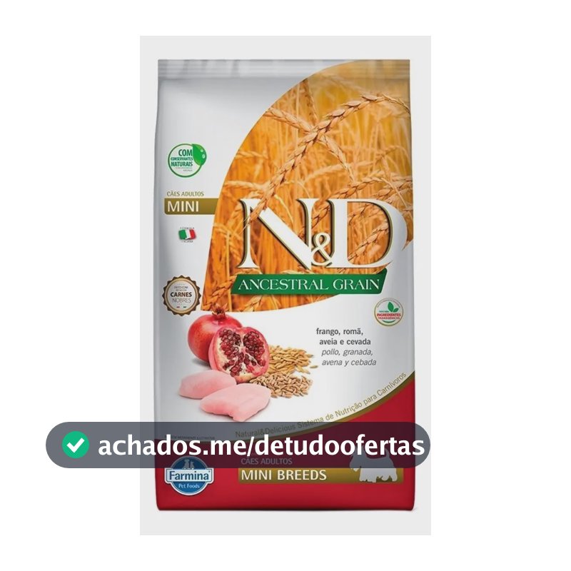Ração para Cães Farmina N&D Ancestral Grain Adulto Raças Mini/Pequenas Frango Roma Cereais 2,5kg