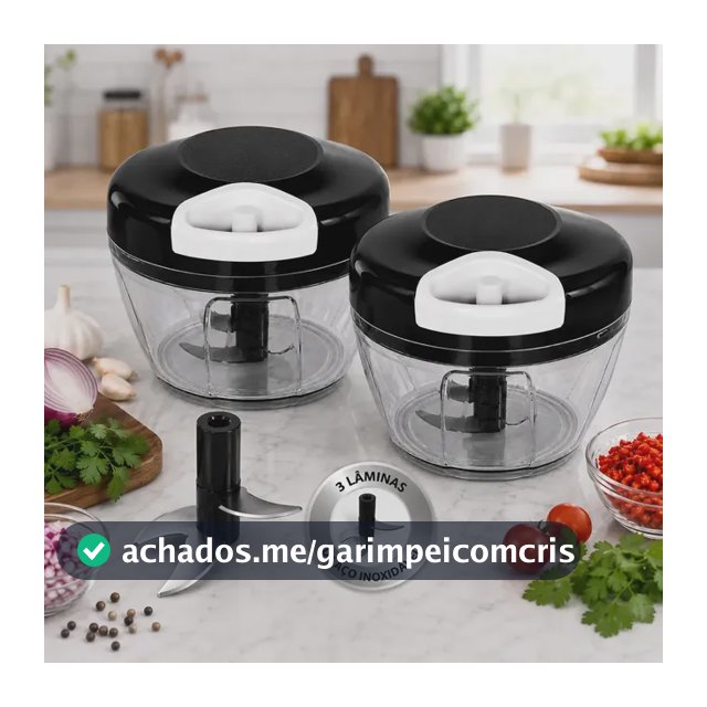 Kit 2 Triturador De Alimentos Manual 500ml 3 Lâminas Inox Sortido