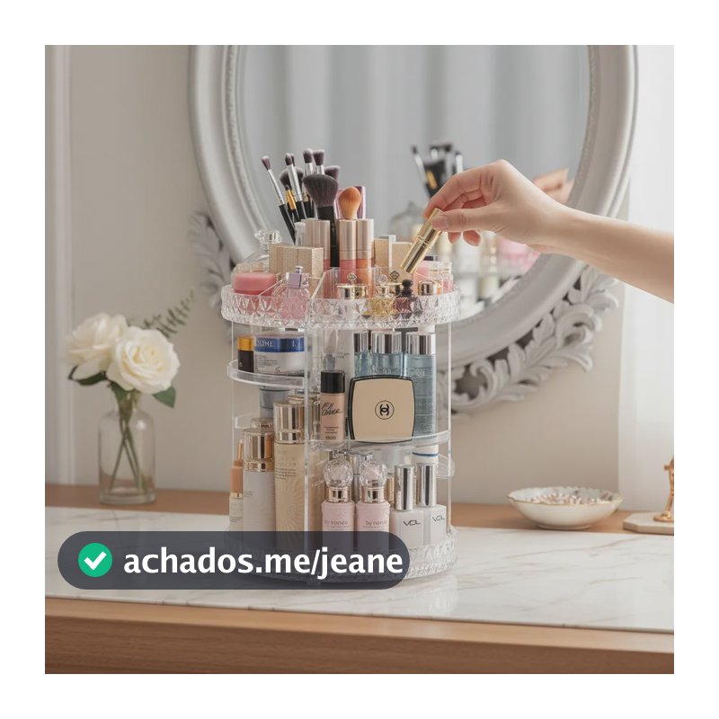 Organizador De Maquiagem Giratório 360° Em Acrílico Transparente Com Prateleiras Ajustáveis EPS-2577 Epsilon
