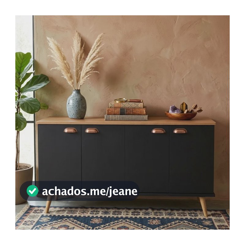Aparador Moderno 4 Portas  Decoração E Funcionalidade Preto