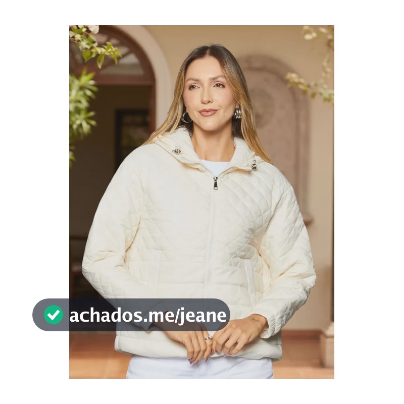 Jaqueta Fem. Nylon Capuz Facinelli 620272 Creme Gg Lisa
