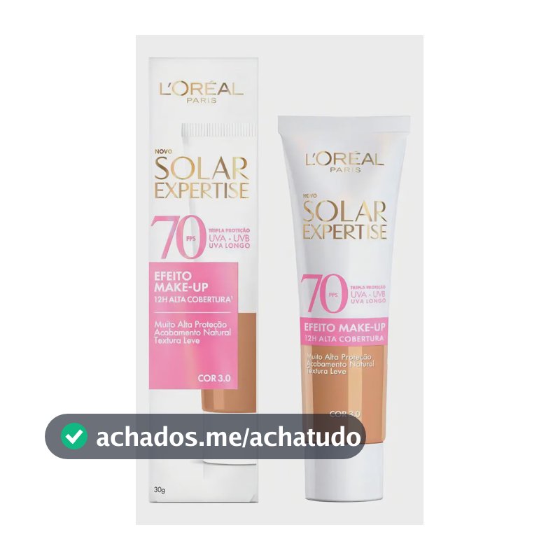 Protetor Solar Facial com Cor FPS 70 Alta Cobertura - L'Oréal Paris Solar Expertise Efeito Make Up - Cor 6.0 30g