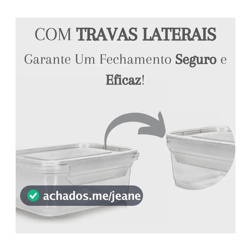 Kit 10 Potes 750ml Herméticos Travas Marmita Reutilizável Transparente
