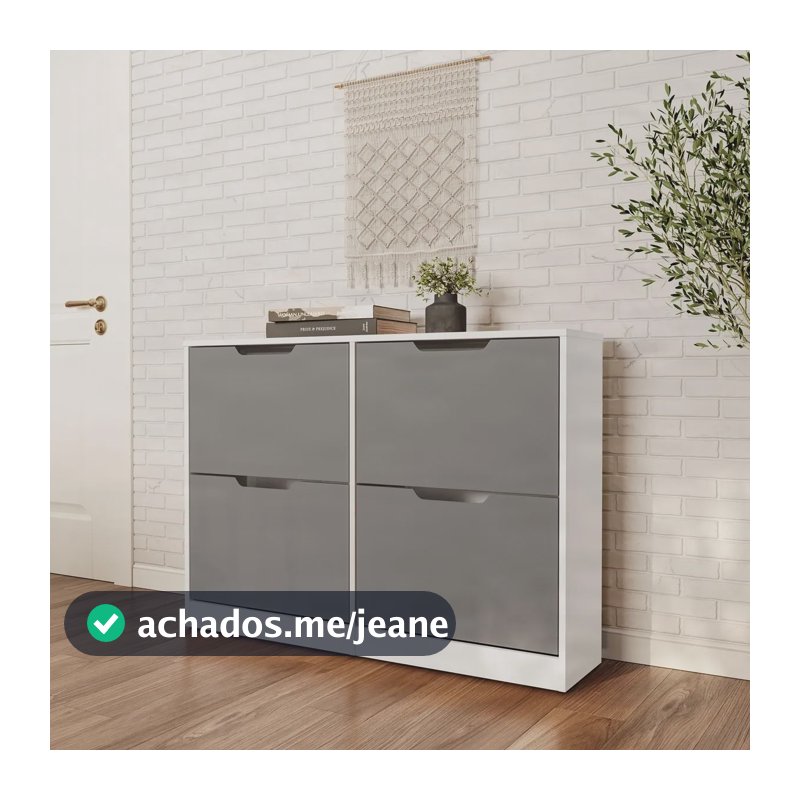 Sapateira Madri 4 Gavetas Multiuso Hall Entrada 110cm Cinza/branco