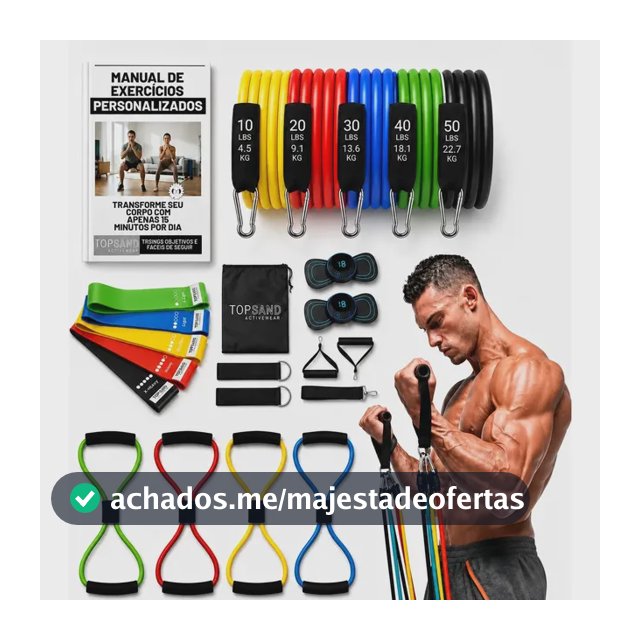 Kit 20 Itens Esportivos Para Treino Em Casa Academia Fitness Funcional Com Elásticos Extensor Puxadores Massageador Faixas Elásticas Mini Band P/ Exercícios Ginástica Fisioterapia Topsand Activewear
