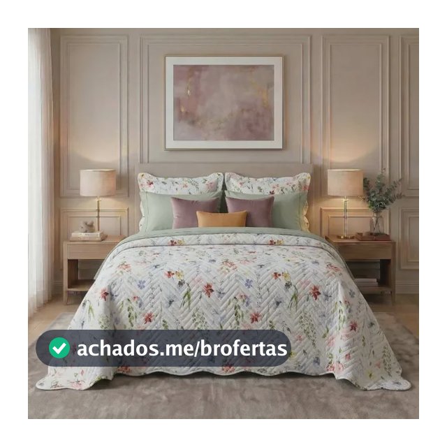 Kit Colcha Queen 3 Peças Cobre Leito Estampado Dupla Face