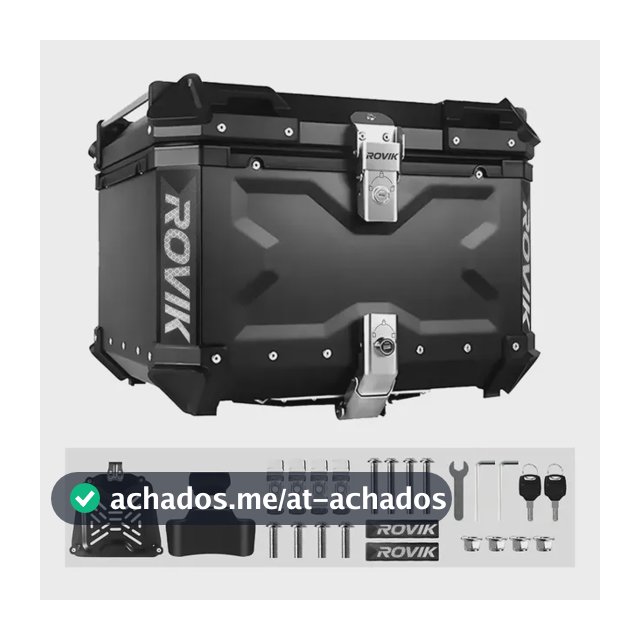 Baú Moto Top Case Traseiro 45 L + Base + Encosto Big Trail Cor Preto