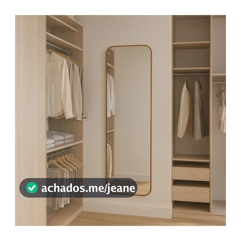 Espelho Grande Retangular Corpo Inteiro Moldura Couro 160x70 Caramelo