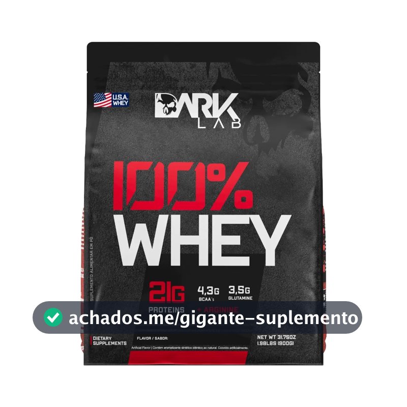 Whey Protein Concentrado 100% 900g Refil Dark Lab Sabor Morango