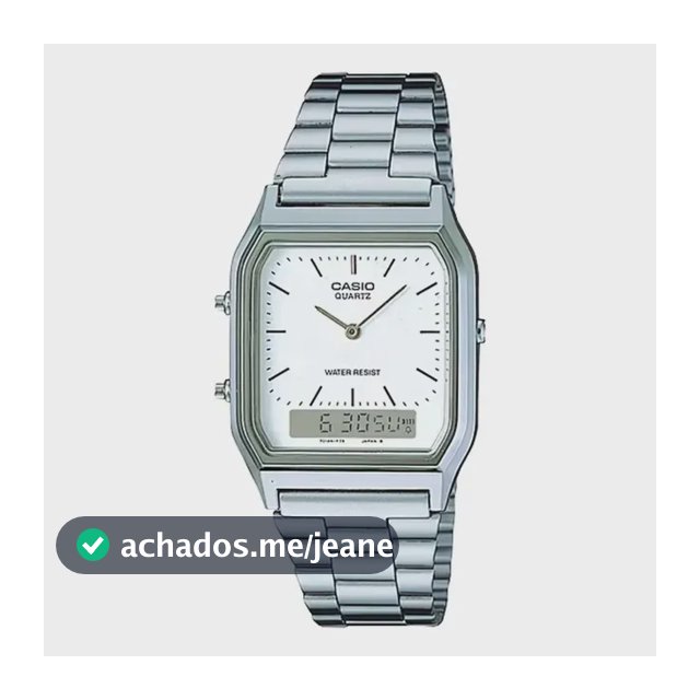 Relógio Casio Masculino Retangular Aq-230a-7dmq Prata Branco