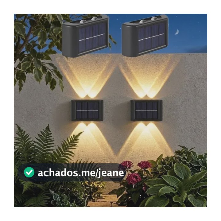 Kit 2 Arandela Solar 10 Led Com Sensor Jardim Parede Luz Que 1.2v 4 Led-luz Quente