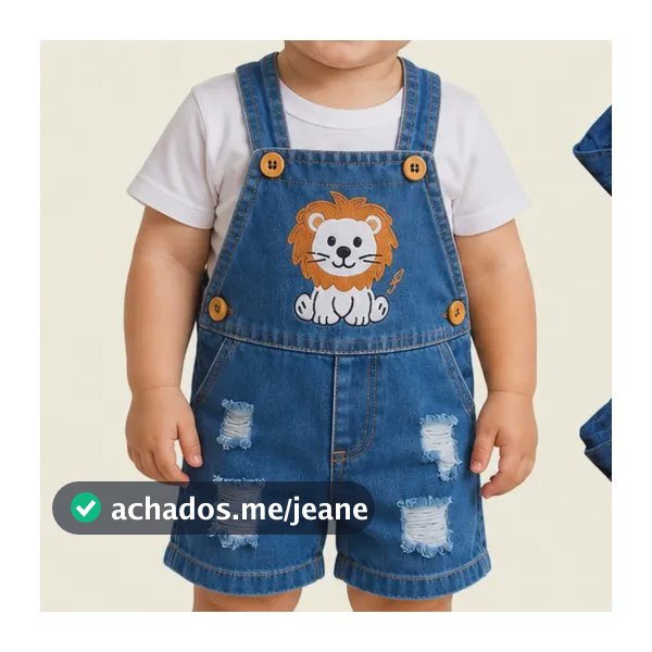 Jardineira Short Jeans Moda Infantil Bebê Menino Variadas