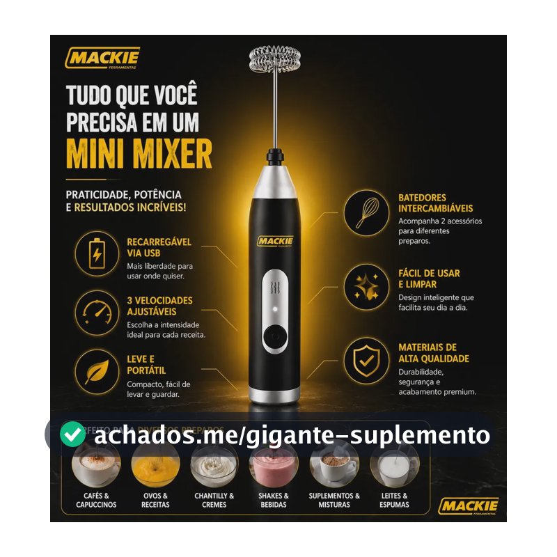 Mini Mixer Elétrico Portátil Misturador De Bebidas Café Leite Cappuccino Whey Protein Shake Ovos Espumador Batedor Fouet Inox Compacto Cozinha Drinks Mackie Ferramentas