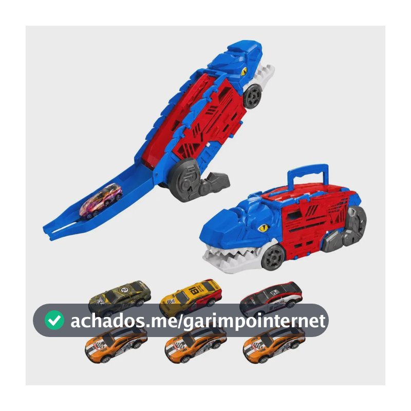 Caminhão Dinossauro Com 6 Carrinhos Brinquedo Pista Corrida Lançador Garagem Dinobot Maxi Toys - AZUL
