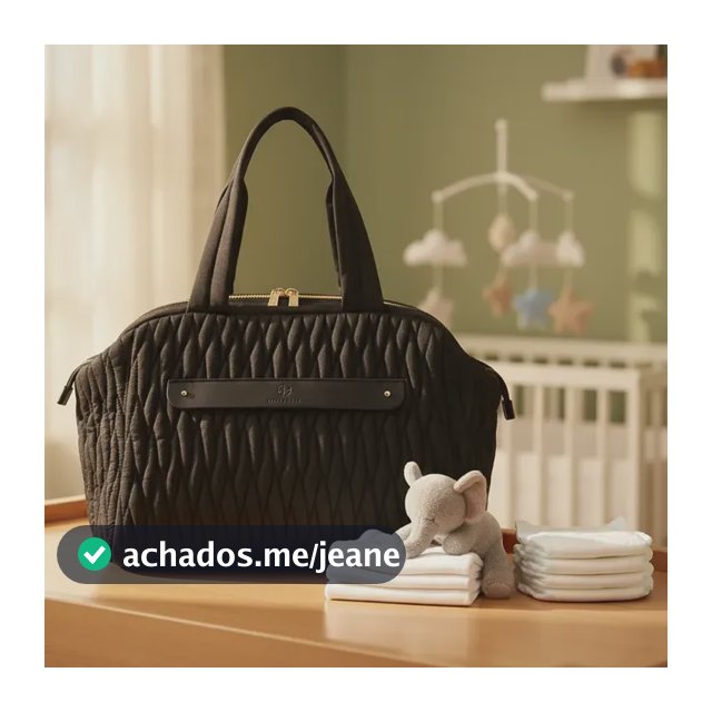 Bolsa Maternidade G Multifuncional Moderna Luxo Exclusiva Preta Matelassê / Acolchoado