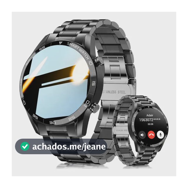 Smartwatch Foxbox Sport com Tela de 1.39" para Homens, Resistente à Água, Pulseira em Aço e Monitor Cardíaco