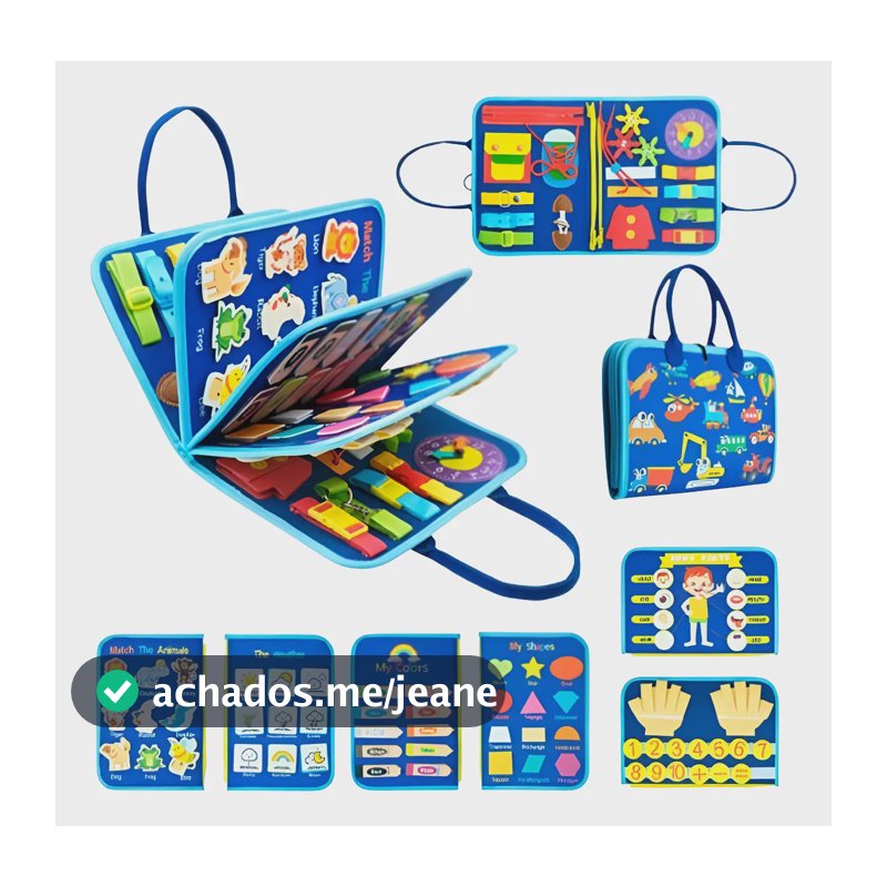 Montessori Brinquedo Educativo Sensorial Maleta Azul Bebê Azul