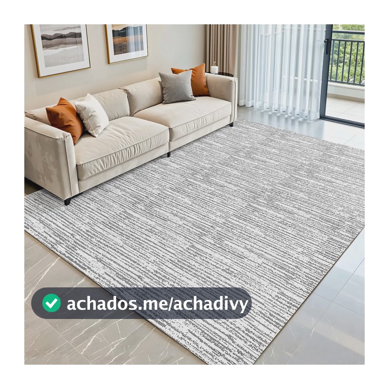 Tapete Jacquard Natural Moderno 3m x 2m para Sala e Quarto em Algodão e Poliéster Antiderrapante Lavável