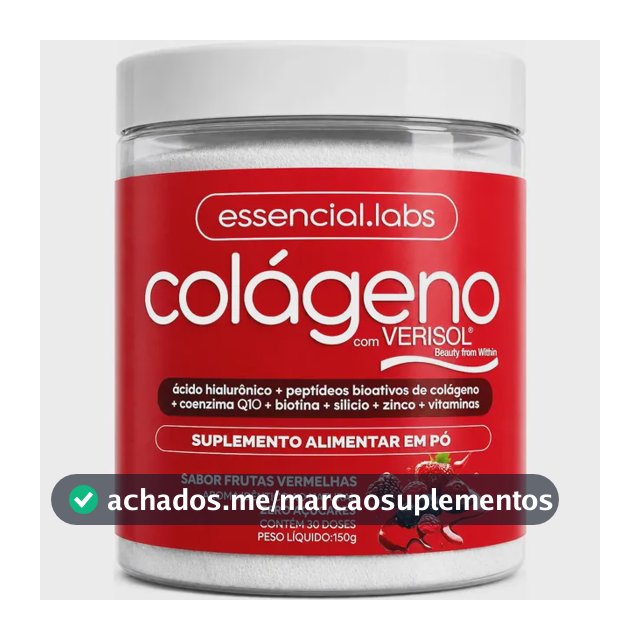 Colágeno Verisol Essencial Labs com Ácido Hialurônico e Q10, Sabor Frutas Vermelhas, em Pó de 150g