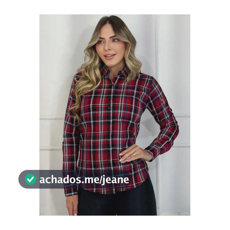 Camisa Feminina Xadrez Manga Longa Sertaneja Boiadeira Botão Xadrez 15 M