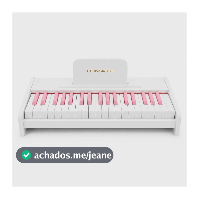 Piano Digital Infantil Tomate 37 Teclas, Teclado Musical de Madeira com Saída para Fone