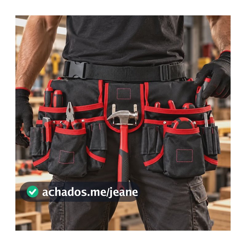Cinto De Ferramentas 26 Bolsos Porta-ferramentas Ajustável Vermelho
