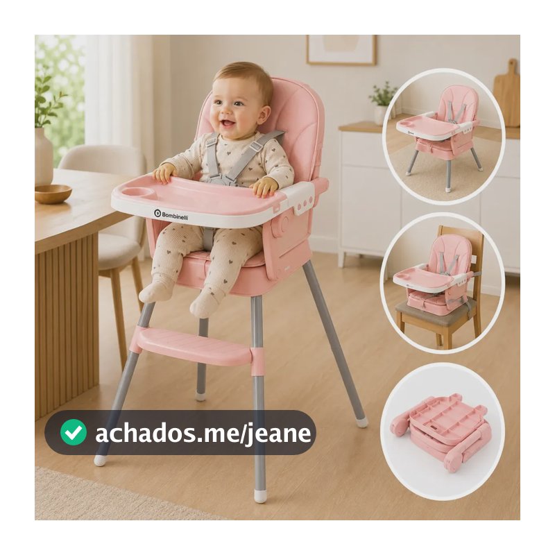 Cadeira De Alimentação Infantil Acolchoada 3 Em 1 Portátil Cor Rosa