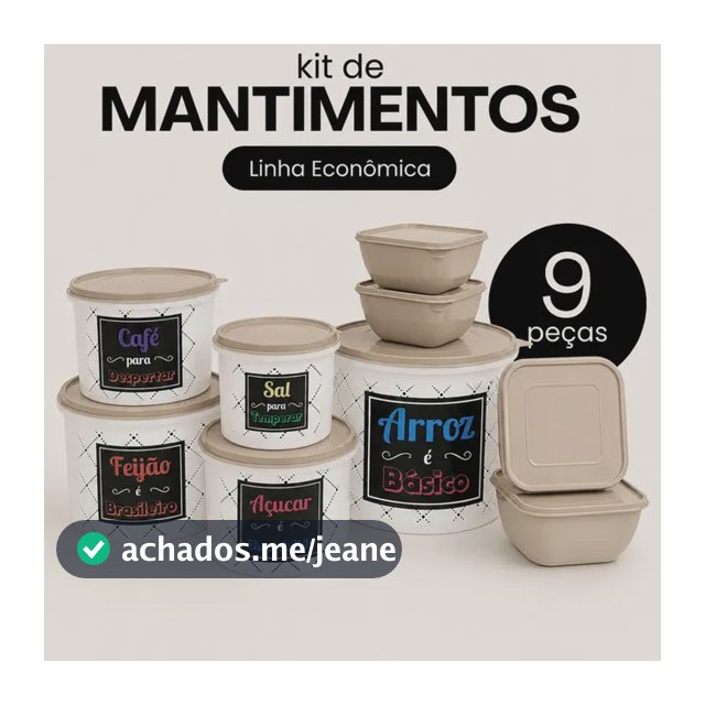 Kit Porta Mantimentos 9 Peças Econômico Cozinha Alimentos Areia Tpw