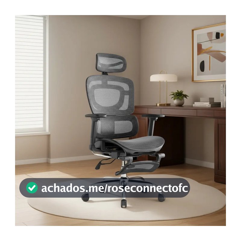 Cadeira De Escritório Ergonômica Mônaco Bt07 Luvinco Malha Respirável Com Suporte Lombar Adaptável Apoio Para Pés Retrátil Encosto Ajustável Seis Posições Cor Preta Suporta 200kg