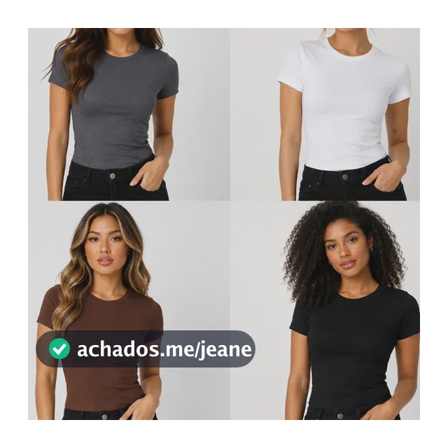 Kit 4 Feminina Baby Tee Básica Compressão Academia Dia A Dia
