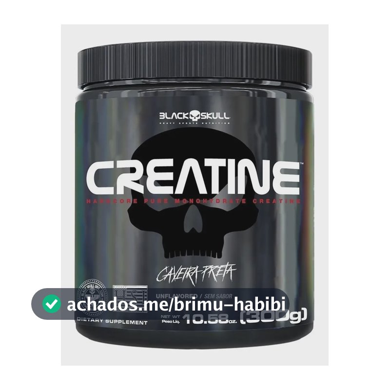 Creatina Monohidratada Creatine 3000mg 300g Black Skull Sem Sabor