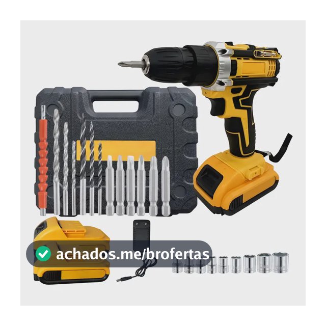 Furadeira Parafusadeira 48v 2 Baterias Lítio Sem Fio Maleta Amarelo 48v