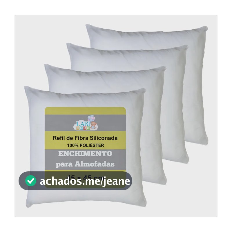 Kit 4 Refis de Almofada Laribaby Super Macio para Enchimento de Fibra Siliconada Antialérgico 45x45 cm Branco