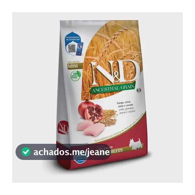 Ração N&d Ancestral Cão Adulto Mini Frango Romã 800g Seca