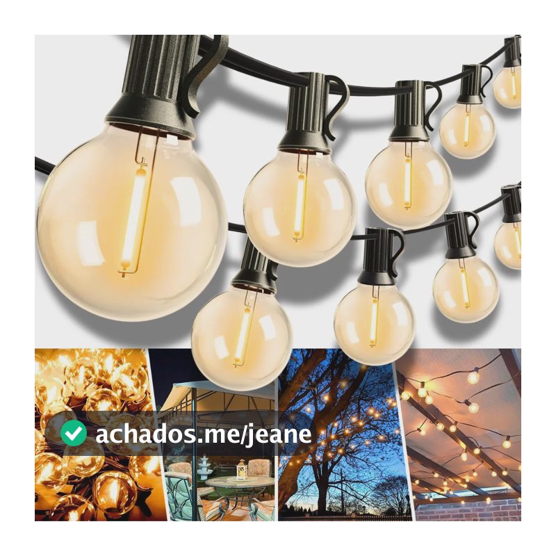 Pisca-pisca G40 Externo 15m 25 Lâmpadas À Prova D'água Branco-quente 110v/220v