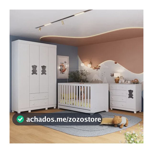 Quarto De Bebê Berço Americano 3x1 Fofura Multimóveis Mp4645 Branco