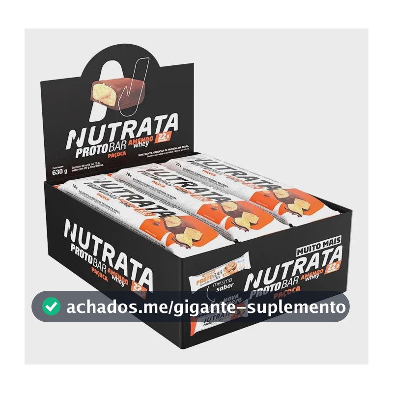 Proto Bar Amendo Whey 9 Uni Sabor Paçoca Nutrata