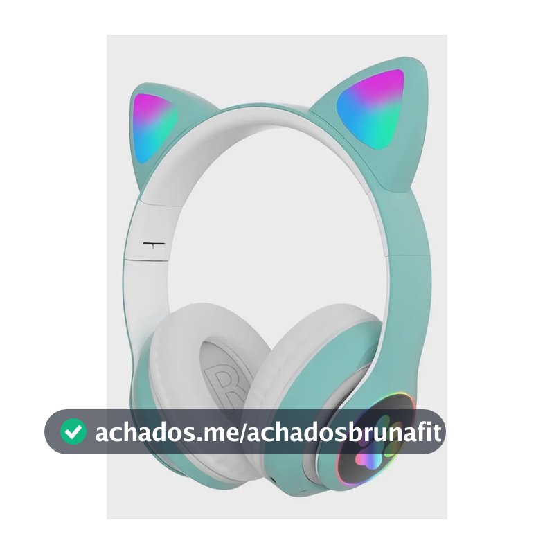 Fone De Ouvido Bluetooth Led Orelha Gato Iuz Headphone Cor Verde-claro