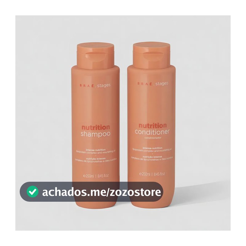 Kit Braé Stages Nutrição: Shampoo e Condicionador para Cabelos Ressecados e sem Vida