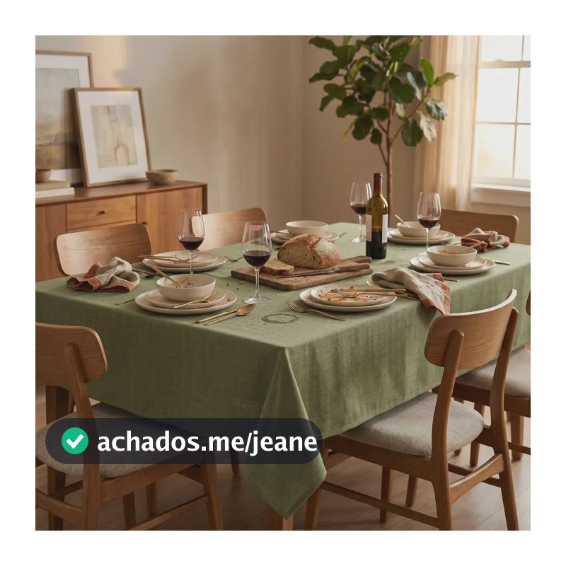 Toalha Mesa Posta Linho Verde Musgo 150x150 Retrô Decoração Verde-musgo Lisa